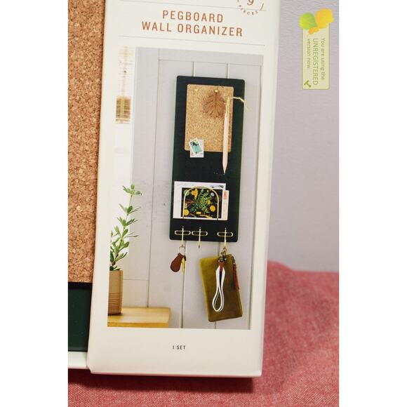 Hearth & Hand with Magnolia Small Metal Pegboard Wall Organizer Set Green/Gold - Picture 2 of 3